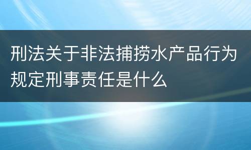 刑法关于非法捕捞水产品行为规定刑事责任是什么