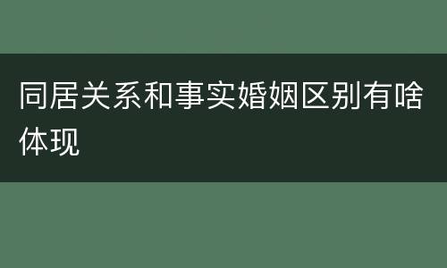 同居关系和事实婚姻区别有啥体现