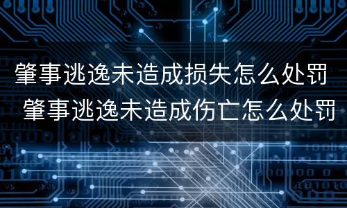 肇事逃逸未造成损失怎么处罚 肇事逃逸未造成伤亡怎么处罚