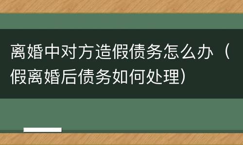 离婚中对方造假债务怎么办（假离婚后债务如何处理）