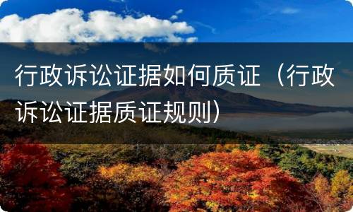 行政诉讼证据如何质证（行政诉讼证据质证规则）