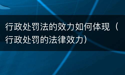 行政处罚法的效力如何体现（行政处罚的法律效力）