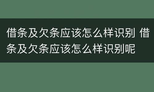 借条及欠条应该怎么样识别 借条及欠条应该怎么样识别呢