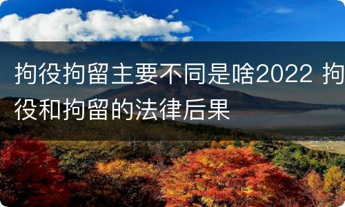 拘役拘留主要不同是啥2022 拘役和拘留的法律后果