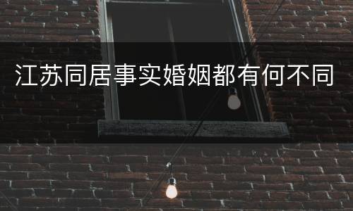 江苏同居事实婚姻都有何不同