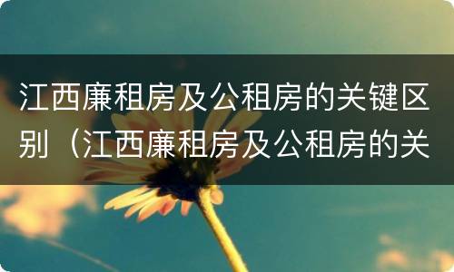 江西廉租房及公租房的关键区别（江西廉租房及公租房的关键区别在于）