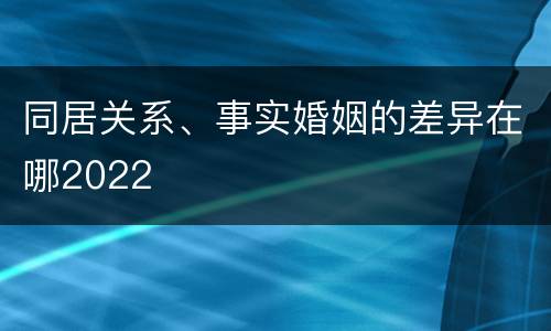 同居关系、事实婚姻的差异在哪2022
