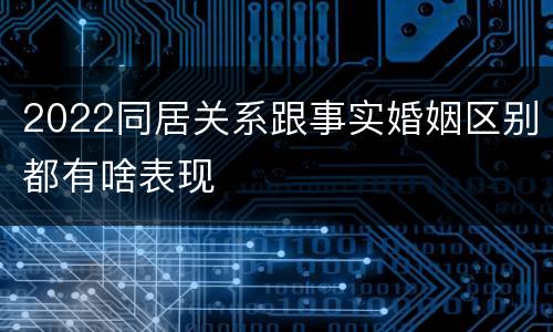 2022同居关系跟事实婚姻区别都有啥表现