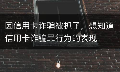 因信用卡诈骗被抓了，想知道信用卡诈骗罪行为的表现