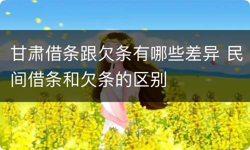 甘肃借条跟欠条有哪些差异 民间借条和欠条的区别