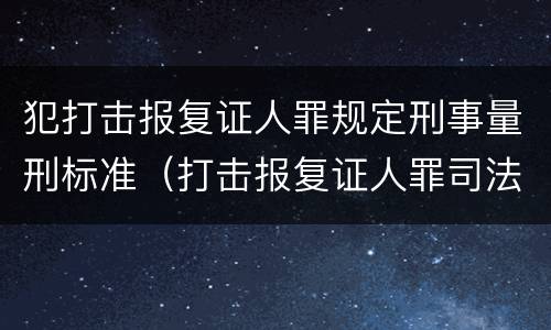 犯打击报复证人罪规定刑事量刑标准（打击报复证人罪司法解释）