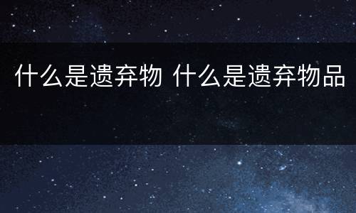 什么是遗弃物 什么是遗弃物品