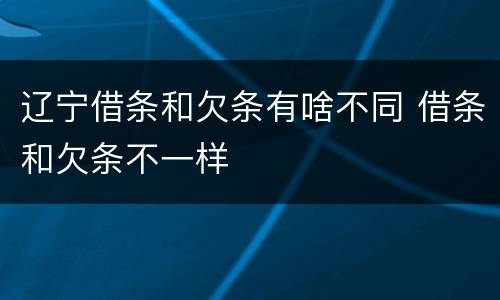 辽宁借条和欠条有啥不同 借条和欠条不一样