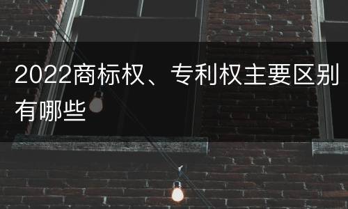 2022商标权、专利权主要区别有哪些
