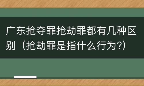 广东抢夺罪抢劫罪都有几种区别（抢劫罪是指什么行为?）