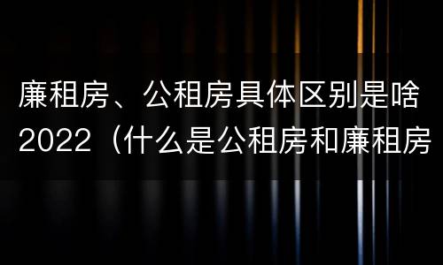 廉租房、公租房具体区别是啥2022（什么是公租房和廉租房）