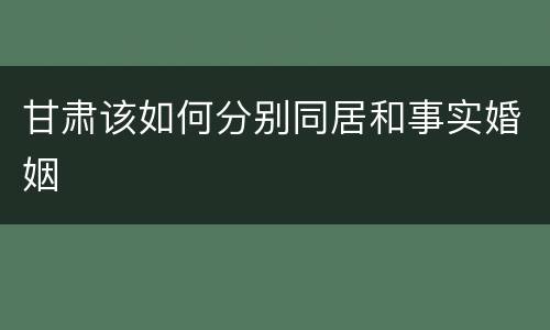 甘肃该如何分别同居和事实婚姻