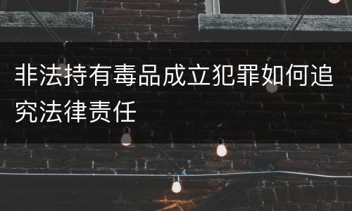 非法持有毒品成立犯罪如何追究法律责任