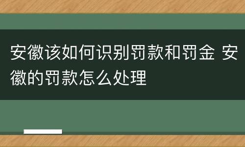 安徽该如何识别罚款和罚金 安徽的罚款怎么处理
