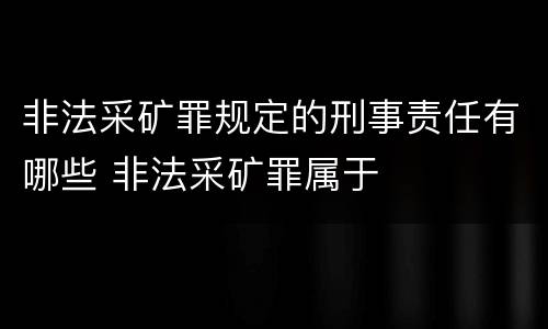 非法采矿罪规定的刑事责任有哪些 非法采矿罪属于