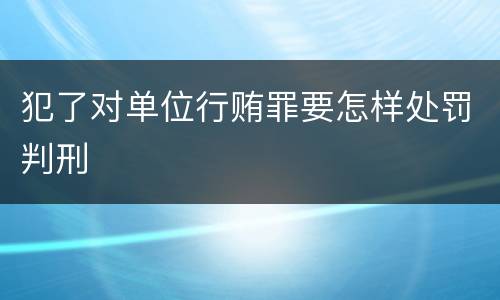 犯了对单位行贿罪要怎样处罚判刑