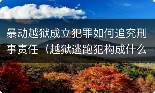 暴动越狱成立犯罪如何追究刑事责任（越狱逃跑犯构成什么罪）