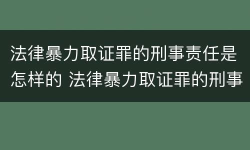 法律暴力取证罪的刑事责任是怎样的 法律暴力取证罪的刑事责任是怎样的
