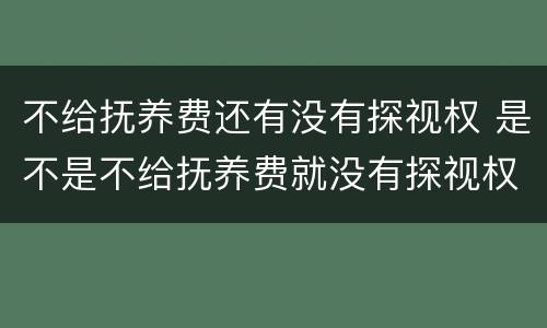 不给抚养费还有没有探视权 是不是不给抚养费就没有探视权