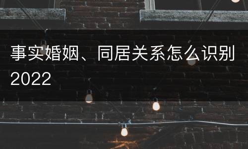 事实婚姻、同居关系怎么识别2022