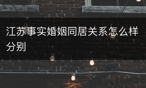 江苏事实婚姻同居关系怎么样分别