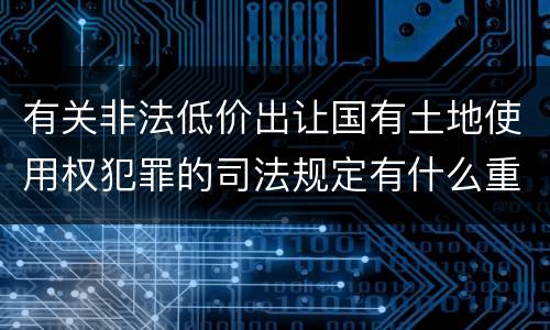 有关非法低价出让国有土地使用权犯罪的司法规定有什么重要内容