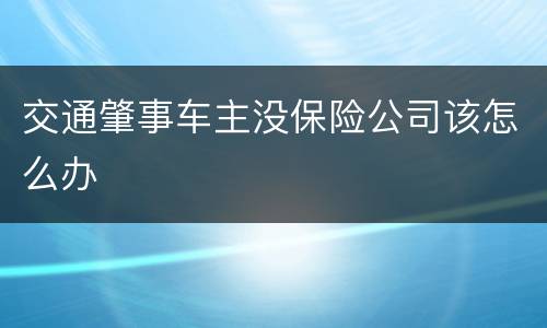 交通肇事车主没保险公司该怎么办
