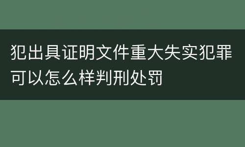 犯出具证明文件重大失实犯罪可以怎么样判刑处罚