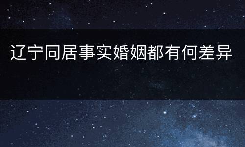 辽宁同居事实婚姻都有何差异
