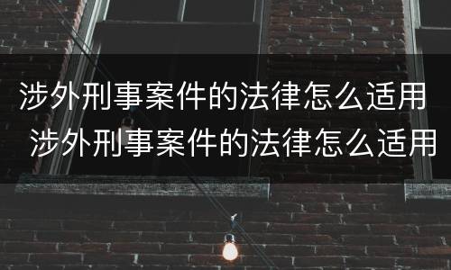 涉外刑事案件的法律怎么适用 涉外刑事案件的法律怎么适用呢