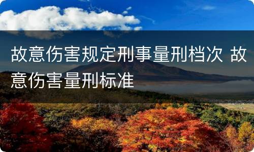 故意伤害规定刑事量刑档次 故意伤害量刑标准