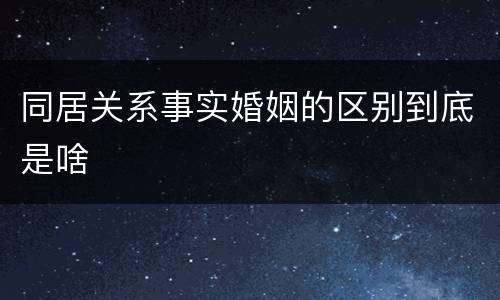 同居关系事实婚姻的区别到底是啥