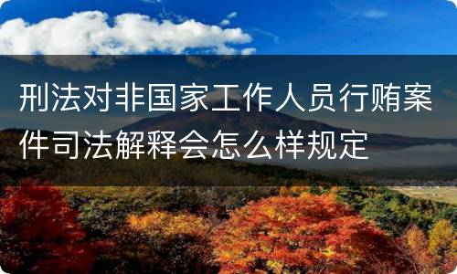 刑法对非国家工作人员行贿案件司法解释会怎么样规定