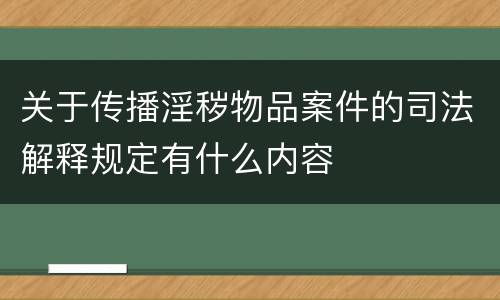 关于传播淫秽物品案件的司法解释规定有什么内容