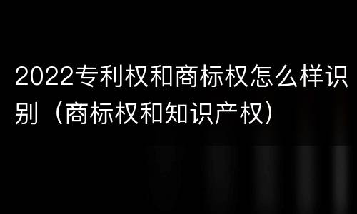 2022专利权和商标权怎么样识别（商标权和知识产权）