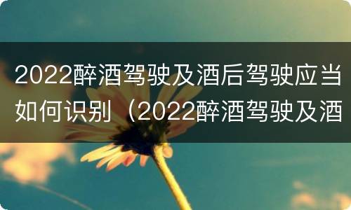 2022醉酒驾驶及酒后驾驶应当如何识别（2022醉酒驾驶及酒后驾驶应当如何识别车辆）