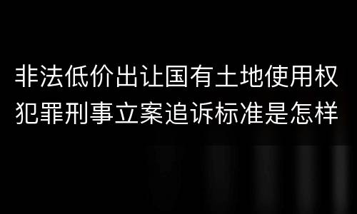 非法低价出让国有土地使用权犯罪刑事立案追诉标准是怎样的
