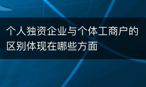 个人独资企业与个体工商户的区别体现在哪些方面