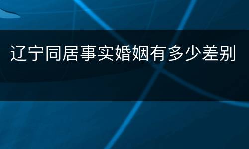 辽宁同居事实婚姻有多少差别