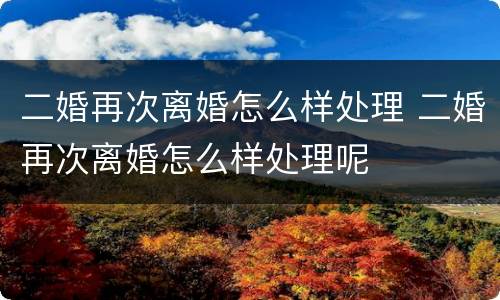 二婚再次离婚怎么样处理 二婚再次离婚怎么样处理呢