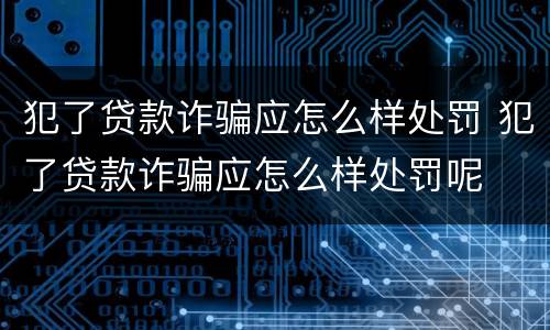 犯了贷款诈骗应怎么样处罚 犯了贷款诈骗应怎么样处罚呢