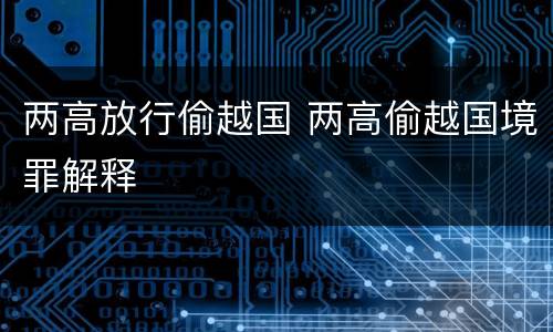 两高放行偷越国 两高偷越国境罪解释