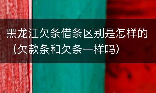 黑龙江欠条借条区别是怎样的（欠款条和欠条一样吗）