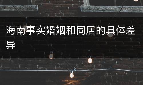 海南事实婚姻和同居的具体差异