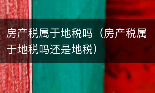 房产税属于地税吗（房产税属于地税吗还是地税）